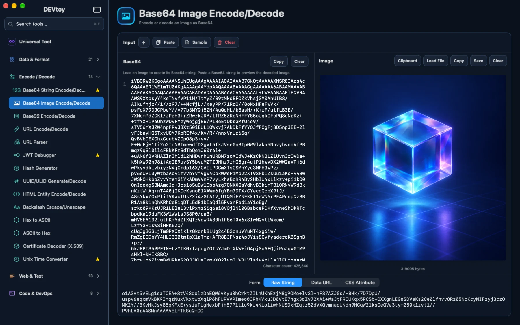 DEVtoy · Base64 Image Encode/Decode